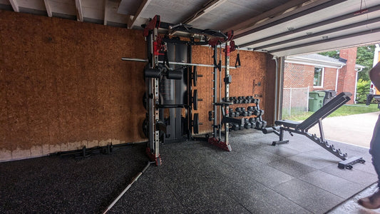 Finished garage home gym in Allen Park, MI by Forged Fitness