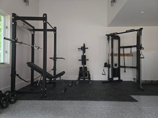 Finished garage home gym in Farmington Hills, MI by Forged Fitness