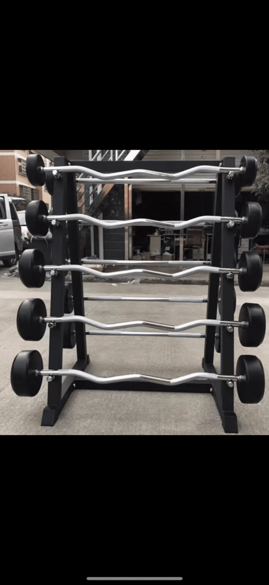 Fixed EZ Curl Barbell Set with Stand